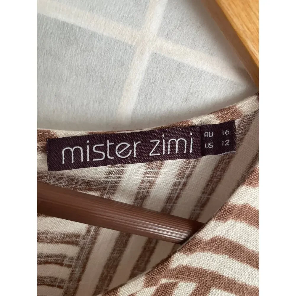 Mister Zimi Lottie Sahara Maxi Dress 12 Neutral Stripe Boho Lagenlook Pockets - Picture 4 of 9
